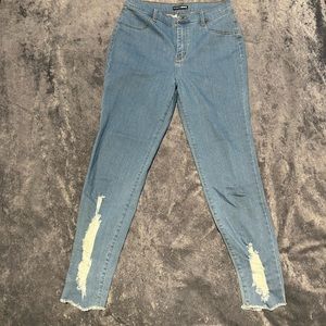 Blue distressed jeans